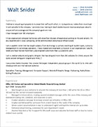 Walt Snider's Resume